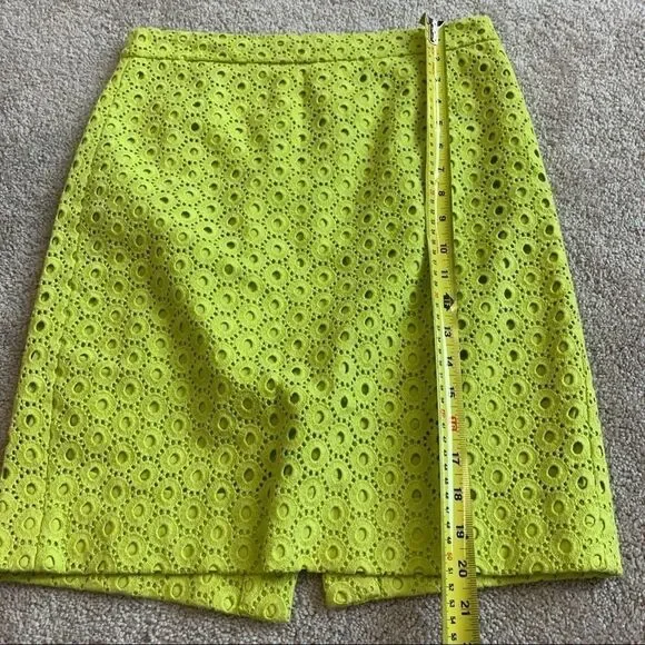 J.crew lime green neon yellow lace skirt size 0 - Picture 5 of 5